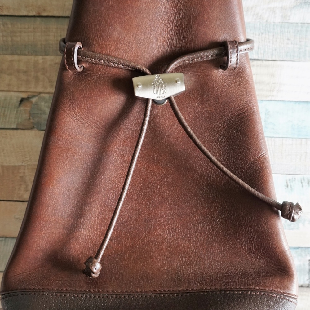 Brown Silver Dual Tone Leather Western Bucket Bag - Picture 7 of 8